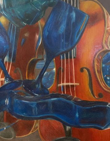 Reflective Realities by Solstice McGuire: this piece incorporates her passion for music with her passion for art