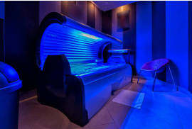 A tanning bed with artificial UVA lamps. Photo Creds: iStock